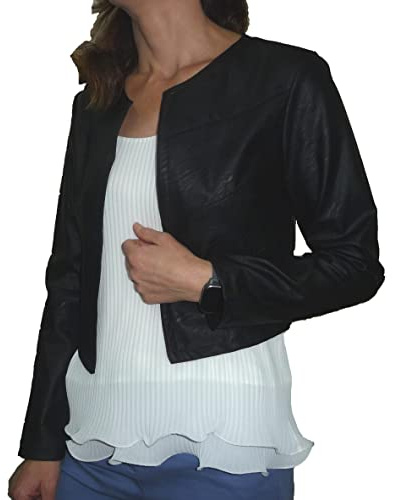 Fantasy Coprispalle Elegante Cerimonia Eco Pelle Finta Pelle Donna Ragazza Colorati Casual Semplice (XXL 48 IT, Nero)