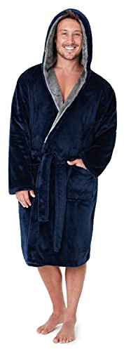 CityComfort Bata Hombre Invierno, Albornoz Hombre Forro Polar M - 2XL (Azul Marino, XXL)