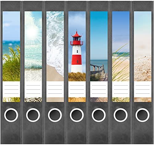 Etiketten für Ordner | Motiv Mix 24 | 7 Aufkleber für schmale Ordnerrücken | Selbstklebende Design Ordneretiketten Rückenschilder