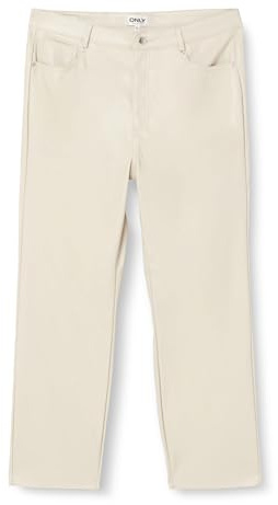 Only Onlemily Hw St Ank Faux Leather Pnt Noos pantalones de cuero de imitación, Mujer, Silver Lining, N/A