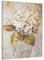 Hollyone Quadro su tela con fiori di grandi dimensioni, 75 x 100 cm, pittura a olio, per soggiorno, camera da letto, dipinta a mano, oro, ortensia, per hotel, cucina, ufficio, decorazione da parete