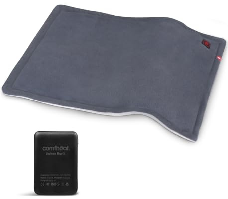 comfheat Rechargeable Heating Pad with Battery, Weighted Cordless Heat Pad Rechargeable for Travel, 3 Heat Settings, Pain Relief for Back, Shoulder, Abdomen, 11 x 17