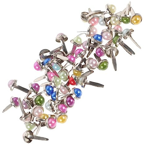 SEWACC 50stücke Teiliges Mini Rundkopf Metallklammern Bunte Perlen-brads Für DIY Scrapbooking Papierbefestigungen Vielseitig Einsetzbar Langlebig Und Einfach Zu Verwenden