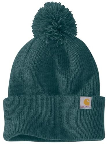 Carhartt Damen Standard Knit Pom Cuffed Beanie Greenstone