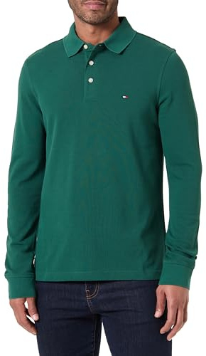 Tommy Hilfiger Polo Manches Longues Homme Slim Basique, Vert (Ornamental Green), M