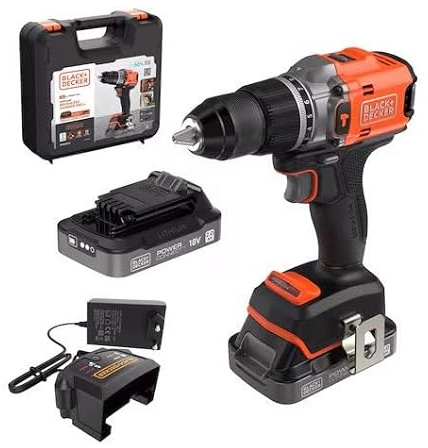 Black&Decker BLD683D2XK-QW - Destornillador de impacto inalámbrico (18 V, con 2 baterías de 2,0 Ah, cargador de 1 A y bolsa de transporte)