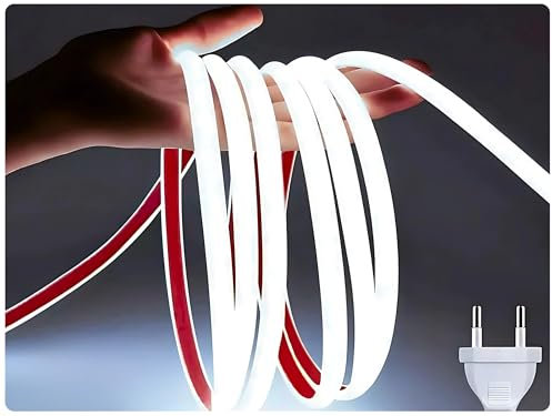 Tira LED COB (Largo 5 Metros) 296LEDS/M, 220V Conexión directa EU sin transformador, Protección IP65, Uso Interior y Exterior, Para techos, salones, cocinas, baños, oficinas. (6500K Blanco frío)