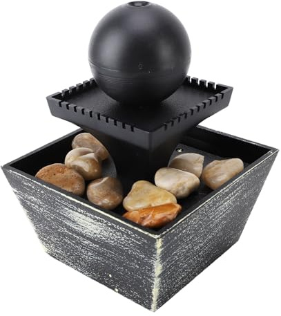 Fdit Feng Shui Ball Waterfall Soothing Fountain LED Light Relaxation Table Home Bedroom USB 5V