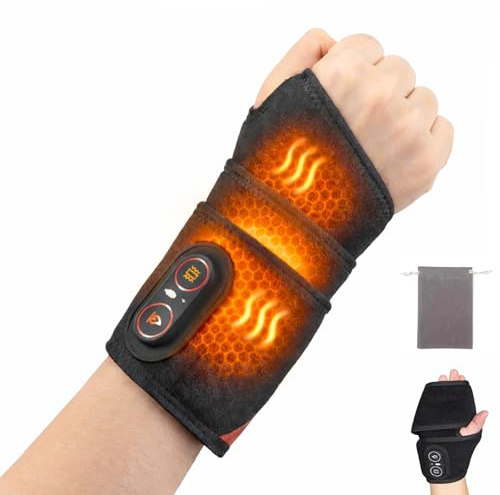 Colsmart Wrist Heating Pad for Relaxing Discomfort with Massage Red Light Therapy,Coldfree Heated Brace with 3000mAh Battery,Hand Arthritis,Wrist Pain,Carpal Tunnel,Heat Wrist Wrap Gifts for Mom/Dad