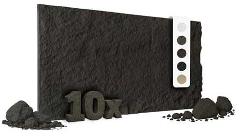 HEXIM Stenutseende stenplattor 10 stycken 120 x 60 cm PU väggbeklädnad 7,3 m² 3D-paneler, krossade stenplattor, väggpaneler, väggdekoration, stenplatta, vardagsrum, innervägg svart (A002-05 Light