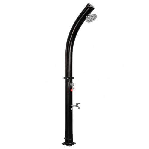 Nixpool Ducha Solar Exterior 18 L jardín y Piscina con Mezclador y Grifo lavapiés – Depósito PVC Acero Inoxidable, Temperatura 60 °C, 216 cm, Base compacta, sin Electricidad