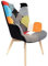 THE HOME DECO FACTORY HD3610 Fauteuil A Patchwork Helsinki Multicolore Mobilier, Assise, Confort Pour Salon Salle à Manger en Bois Tissu Scandinave, Polyester, Orange, 66 x 99,5 x 72 cm