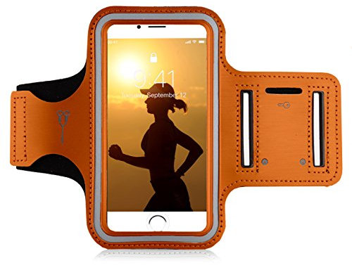 MyGadget Brassard pour Smartphone 5,1 Apple iPhone 7/8 6, Samsung Galaxy S7 - Porte Téléphone Sport Running Phone Holder réglable - Armband Orange