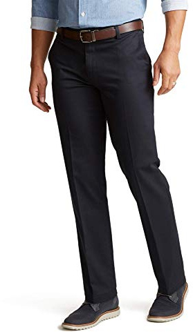 Dockers Men's Straight Fit Signature Lux Cotton Stretch Khaki Pant - Creased, Dockers Navy, 34W x 30L