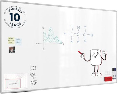 ALLboards Tableau Blanc Magnétique Effaçable à Sec avec Cadre en Aluminium Premium EXPO 200x120cm, Whiteboard