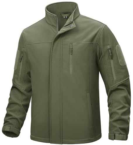 TACVASEN Chaqueta al Aire Libre Chaqueta Militar Impermeable para Hombre Chaqueta Polar Airsoft Chaqueta Impermeable de Invierno Verde Ejército,3XL