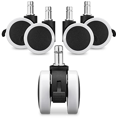 kwmobile Roulette chaise de bureau - Lot 5 roulettes avec frein pour fauteuil - Roue de rechange 11/50 mm pied de siège silencieux pour sol dur