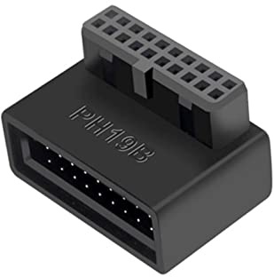 SHANFEILU USB 3.0 90 Degree Motherboard Adapter 19 Pin/20 Pin Male to Female Extension Adapter L Turn Right Angle Socket for Desktop Motherboard (Down Angle PH19B)