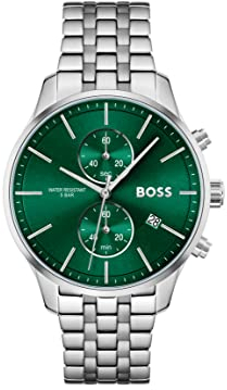 BOSS Chronograph Quarz Uhr für Herren Kollektion Associate mit Silbernes Edelstahlarmband - 1513975