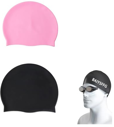 BAIYSFFG 2 PCS Large Swimming Cap for Women Waterproof Silicone Swimming Hat for Long Hair, Adult Swimming Hat Swim Cap