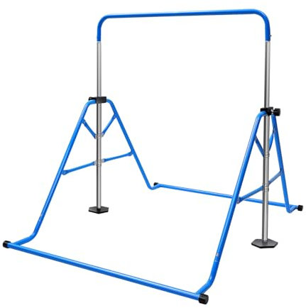 Turnreck gymnastik, barn, trädgård, räckanläggning gymnastikstänger, horisontell träningsbar, träningsutrustning, utomhus, fitness, justerbar höjd för barn i åldern 3 till 8 år (blå)