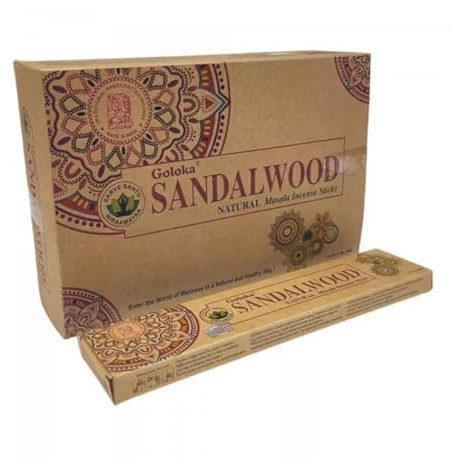 Varillas de Incienso orgánico Sandalwood - Masala Sticks - 6 Paquetes de 15g (90g en Total) - Aromaterapia - Meditación - Yoga