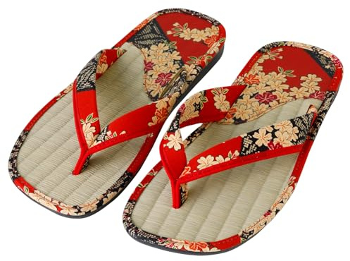 Asayu Japan Sandalias japonesas tradicionales Tatami Setta Zori, Hecho en Japón - Rojo, rojo, 41 EU