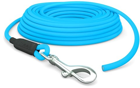 10m Schleppleine Hunde, Wasserfeste Hundeleine Rundleine ohne Schlaufe, Sichere Freilauf-Trainingsleine Cyan-Blau, bis 35kg