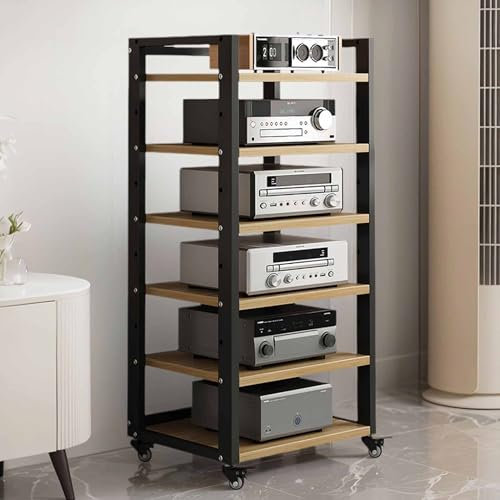 3/4/5/6 Tier Audio-video estantería, 120cm AV Medios de Comunicación de pie del gabinete, robusto móvil multifuncional estante de almacenamiento de medios de comunicación,ajustable abierto reproductor