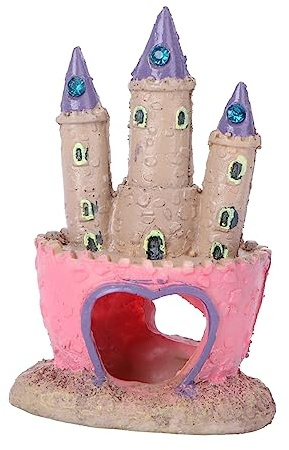 Toddmomy Castillo De Paisajismo para Acuario Decoración Pecera con Cueva Escondida Modelo De Castillo De Dibujos Animados 4.52X2.95X2.36In Seguro para Agua Dulce Y Salada
