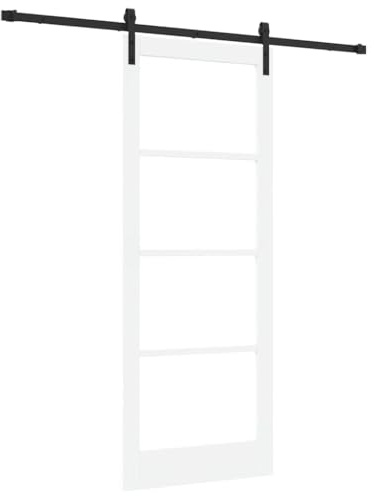 vidaXL Puerta Corredera ORKDAL y Negro 83 x 211 cm, Sala de Estar, Puerta corredera Moderna, Madera de Pino Duradera, Vidrio, Divisor Elegante, diseño contemporáneo