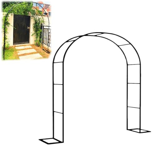 Arche de rose en métal, décoration de jardin extérieur, support de plantes grimpantes, 240 x 220 x 40 cm, noir, élégante tonnelle de jardin pour roses et vignes, structure métallique