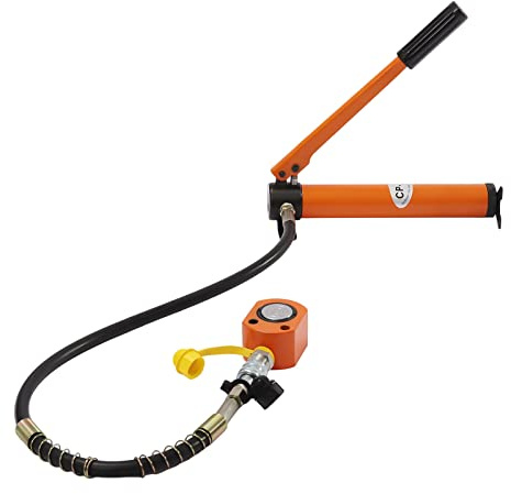 10T Manual Hydraulic Pump, Hydraulic Cylinder Ram, Low Profile Hydraulic Jack, Short Jack with Hand Pump CP-180, Single Acting Lifting Cylinders for Bending Straightening Shearing (BSY-10 + CP-180)