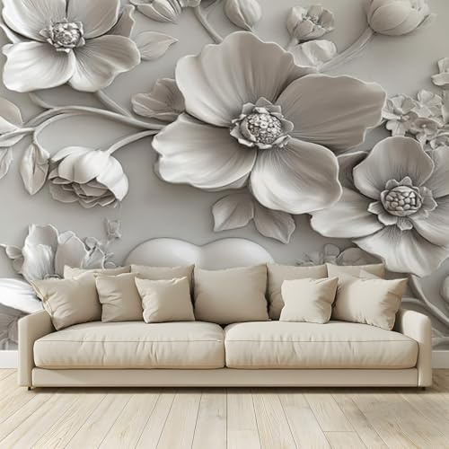 MKBKLI Papel pintado 3D pared motivos florales corazones papel pintado no tejido tapiz decoración decoración pared dormitorio adulto niño salón TV 250x175cm