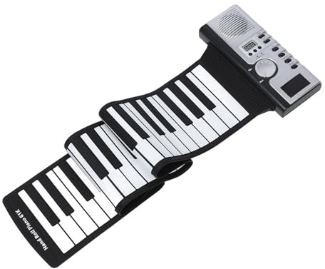 Hamwesh 61 Tangenter Roll Up Piano Keyboard, Bärbar Elektronisk Handrulle med 128 Toner, 100 Taktslag, 40 Demolåtar, LCD-skärm, MIDI Out för Nybörjare och Barn