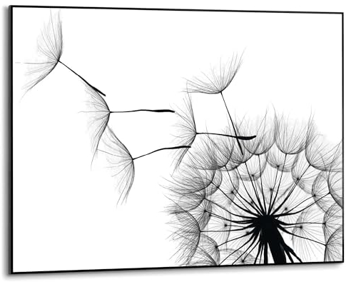 REINDERS Gerahmtes Bild, Pusteblume II, Schlafzimmer, Bilder, Wanddeko, Room Decor, MDF, Schwarz-Weiß, 50x70cm