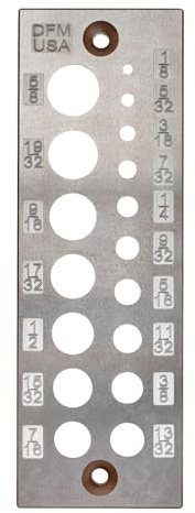 DFM Tool Works Doweling Tool - Premium Dowel Maker Tool, Versatile Dowel Plate, High-Grade A2 Steel for Woodworking, Made in USA - English 17 Holes, Multi-Size