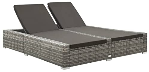 vidaXL Tumbona doble de ratán sintético gris