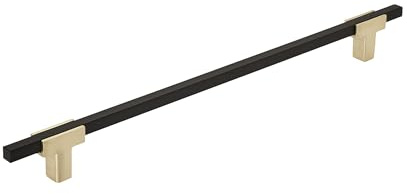 Amerock | Cabinet Pull | Brushed Gold/Matte Black | 10-1/16 inch (256 mm) Center to Center | Urbanite | 1 Pack | Drawer Pull | Drawer Handle | Cabinet Hardware