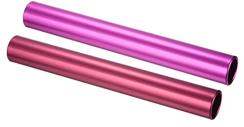 PATIKIL Relay Track Batons Set, 2 Pack Aluminum Alloy Tube Field Running Race Stick for Outdoor Athletics Sport Game Tool (Pink, Red)