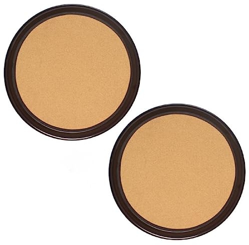 TrueCraftware- 16” Round Anti-Slip Serving Tray with Cork Surface Brown Color Set of 2- Multi-Purpose Serving Trays Food Server Food Service Trays for Restaurant Parties Breakfast Cafe Bar
