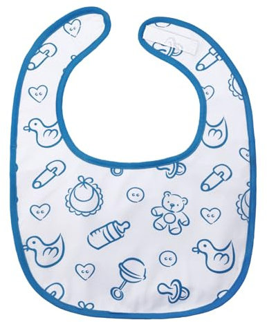LittleForBig Bavoir en coton imperméable imprimé pour adulte avec fermeture Velcro réglable – Bavoir pour adulte Bleu, Pépinière bleue, taille unique