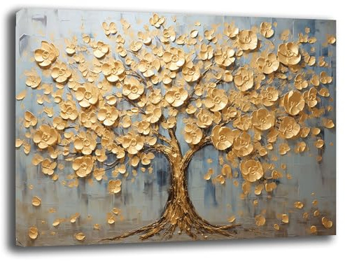 Printerland Quadro Albero della Vita su Tela Canvas, Stampa HD con Telaio in Legno, Quadro Moderno per Soggiorno, Salotto e Camera da Letto, Made in Italy (4, 70x100 cm)