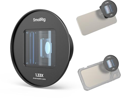 SMALLRIG Anamorphic Lens - 1.33x for Mobile, 2.4:1 Deform Screen, T-Mount iPhone 12-15, Samsung S21/22 - 4590