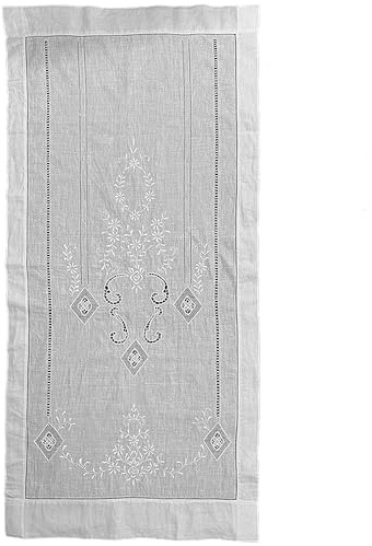LAGARTERANA Cortinas de Hilo en Color Blanco Bordadas con Tradicionales vainicas y Flores, terminadas en Recto. (60 x 130 CM.)