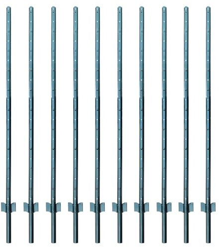 ARIFARO 152cm / 5ft Postes de Valla de Metal, Paquete de 10, Postes en U Resistentes para Jardín, para Valla de Alambre, Postes de Acero para Patio, Alambre al Aire Libre