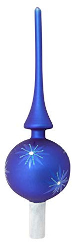 Krebs Glas Lauscha - Decorazione natalizia/decorazione per albero di Natale in vetro – Punta per albero di Natale – Colore: blu opaco – Dimensioni: circa 28 cm