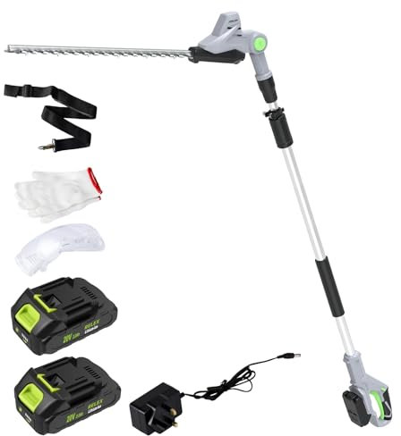 RELEX Taille-haie sans fil avec batterie, longue portée télescopique, outil de jardin extensible et léger pour haies, buissons, branches, arbustes (2 piles)
