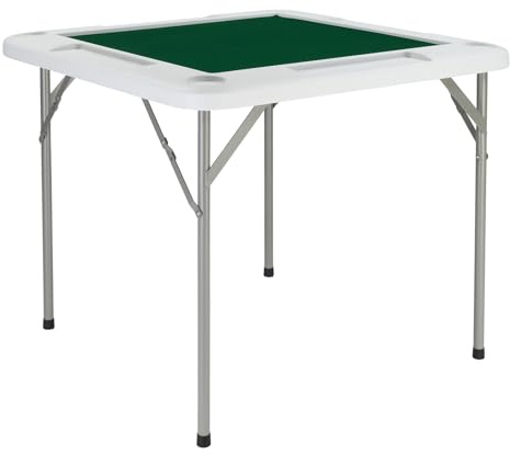 Bonnlo 35” Folding Mahjong Table, 4 Player Square Card Table with 4 Cup Holders&Chip Grooves, Poker Table for Blackjack, Texas, Board Game(91 x 91 x 73 cm)