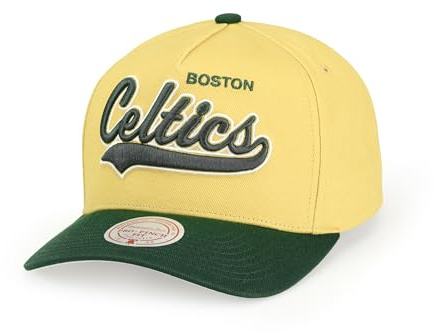Mitchell & Ness NBA Harvest Gold Pro Crown Snapback Casquette de baseball, Jaune/Vert, Taille unique, réglable, Homme, Femmes, Enfants, Unisexe, Printemps, Été, Automne, Hiver, Boston Celtics, taille